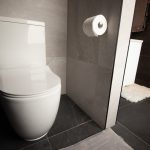 Grey tiled private toilet area