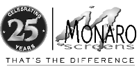Monaro Screens 25 years logo